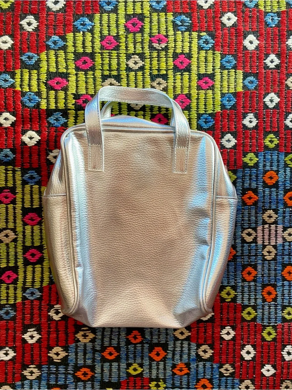 Clinique Silver Metallic Cosmetic Carry Tote